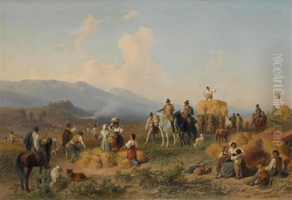 Getreideernte In Der Romischen Campagna by Ernst Schweinfurth