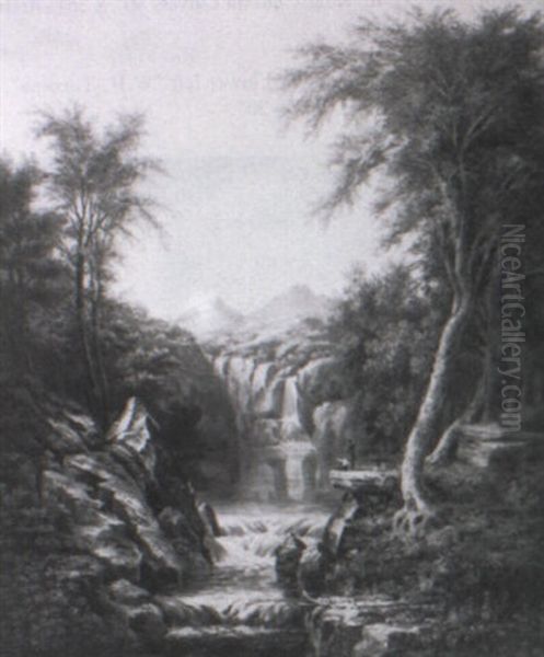 Landscape With Waterfall by John White Allen Scott