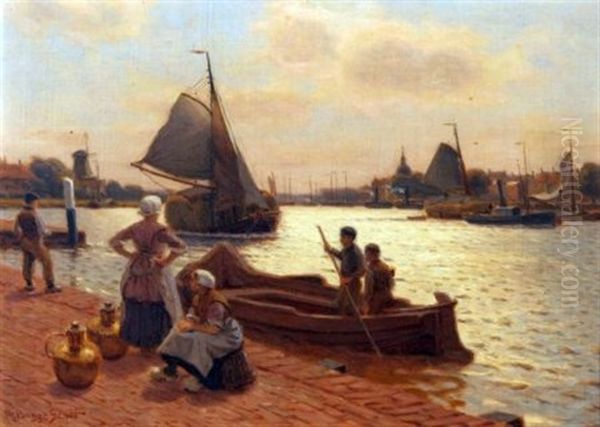 The River At Dordrecht by Robert Bagge Scott