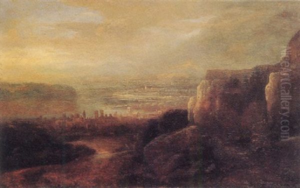 Extensive Rocky Landscape With A Distant River by Hercules Seghers