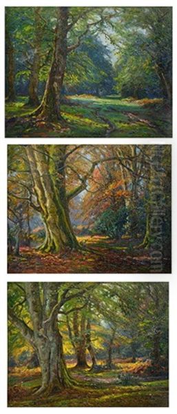 Woodland Scenes In Spring, Summer And Autumn (3 Works) by Frederick Golden Short