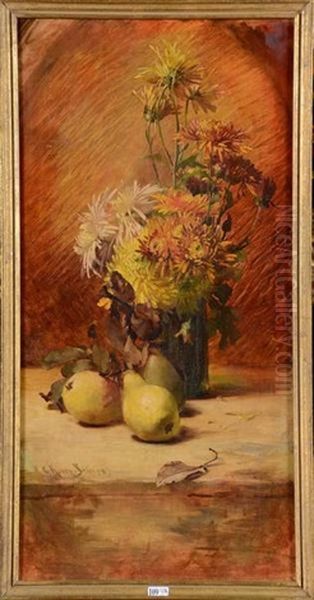 Nature Morte Aux Fleurs Et Aux Poires by Clara Von Sivers