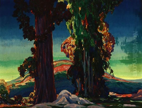 Eucalyptus Trees In A California Landscape by Frank Joseph van Sloun