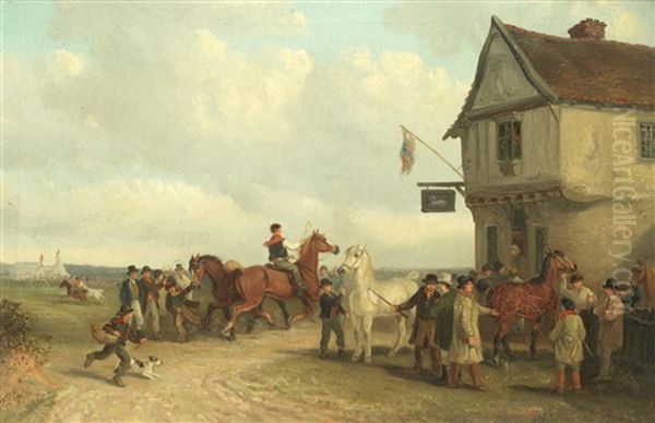 The Horse Fair Outside The Swan Inn by Thomas Smythe