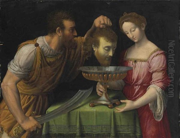 Salome With The Head Of Saint John The Baptist by Andrea Solario