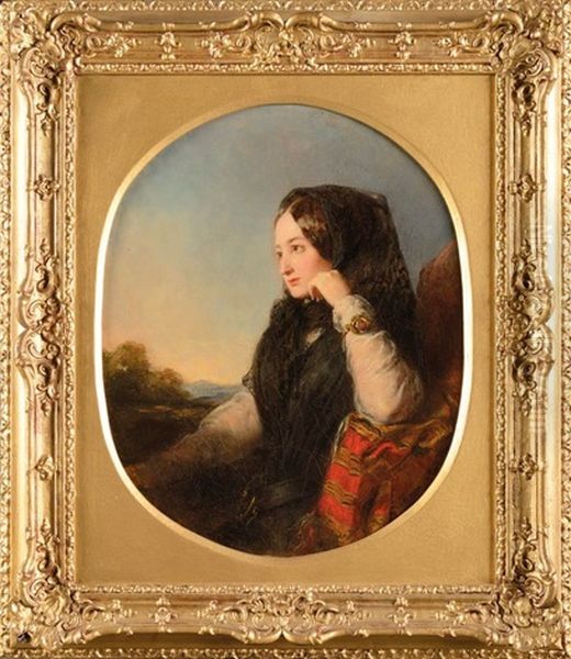 Portrait De La Comtesse De Teba , Future Imperatrice Eugenie by Abraham Soloman