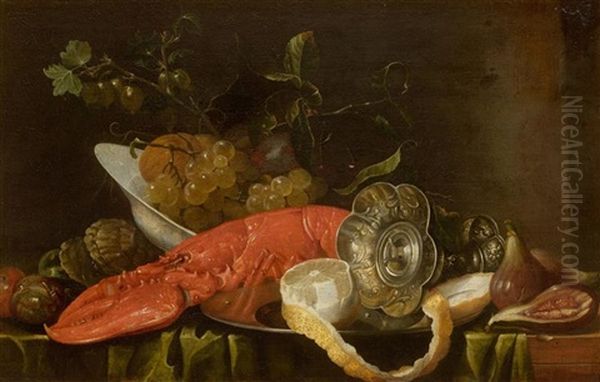 Still Life With Lobster, Lemon And Tazza by Joris Van Son