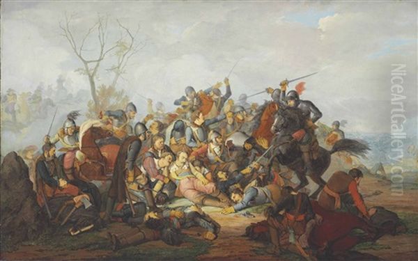 The Death Of The Swedish King Gustavus Ii Adolphus At Lutzen by Jorgen Valentin Sonne