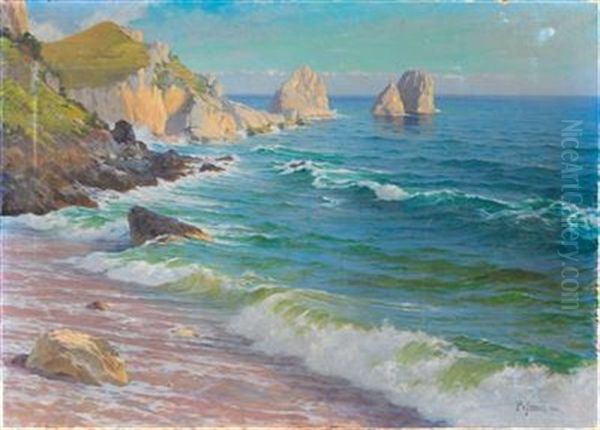 View Of The Faraglioni Off Capri by Paul von Spaun