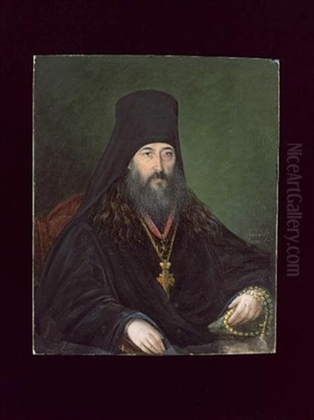 Archimandrite Alexei Razhanitzin Seated, Wearing The Order Of St. Vladimir by Alexander Nikolaevich Sprevitch