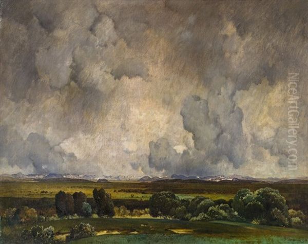 Landschaft Mit Gewitterwolken by Toni von Stadler