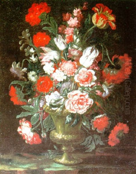 Stilleben Mit Rosen, Tulpen, Anemonen Und Mohn In Einer Prunkvase by Angelo Stanchi