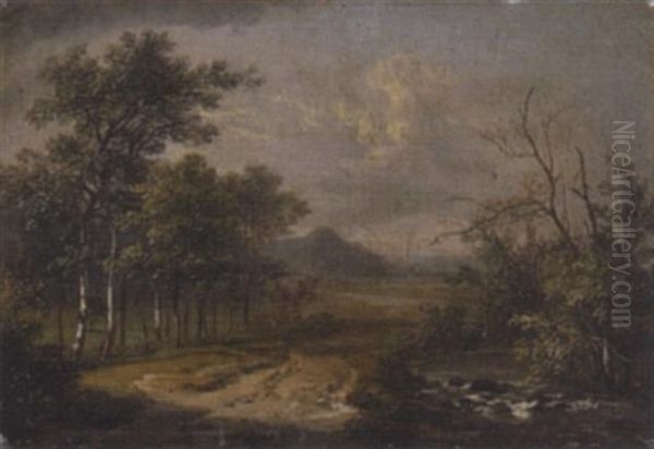 Sommerlandschaft Mit Bachlauf Und Birken by Augustus van den Steene