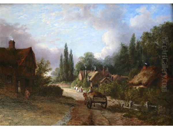 Village Scene, Warwickshire by John Steeple