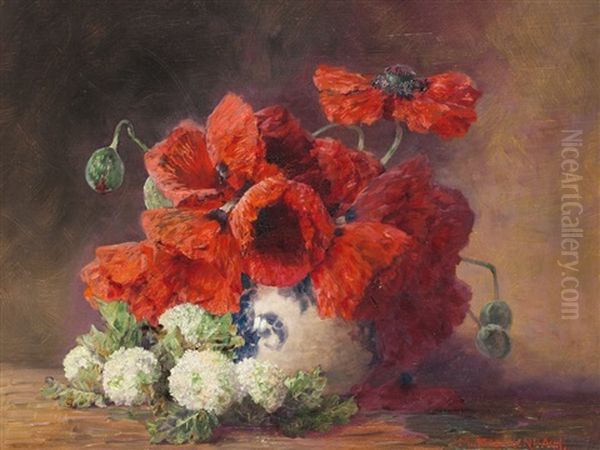 Still Life, Poppies & Guelder Rose by Max Theodor Streckenbach