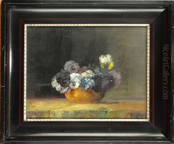 Vase Fleuri De Pensees by Max Theodor Streckenbach