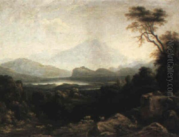 Mountainous Landscape With Shepherd by Jacob George Strutt