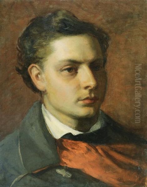 Young Man Portrait by Bertalan Szekely Von Adamos