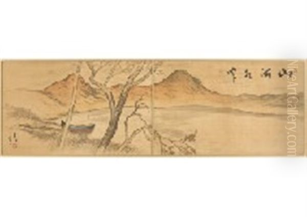 Mountain And River (2-panel Byobu Screen) by Yumeji Takehisa