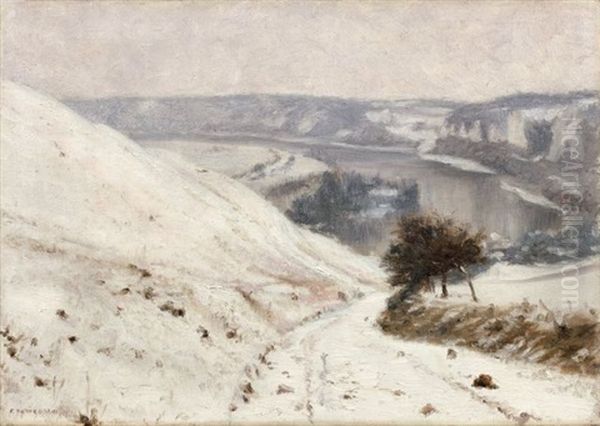 Vue De La Vallee De La Seine Depuis Le Promontoir De Chateau Gaillard Aux Andelys by Francis Tattegrain