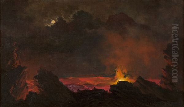 Mauna Loa Volcano, Hawaii by Jules Tavernier