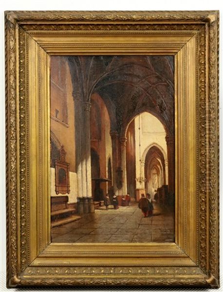 Kerkinterieur by Jan Baptiste Tetar van Elven