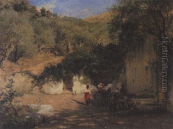 Brunnen In Italien by Adolf Thomas