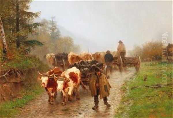 Farmer With Team Of Oxen by Otto von Thoren