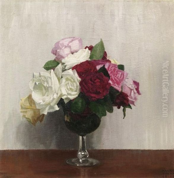 Ein Straus Rosen In Einem Glas by Hans Thuar