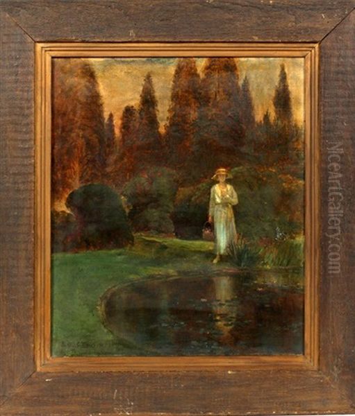 Sarah At The Pond, Laurelton Hall by Louis Comfort Tiffany