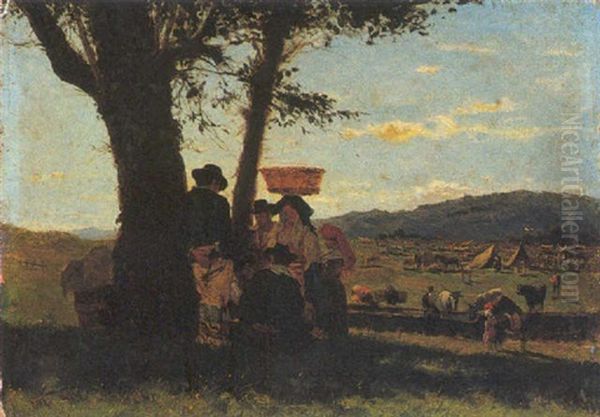 Contadini Sotto L'albero by Aurelio Tiratelli