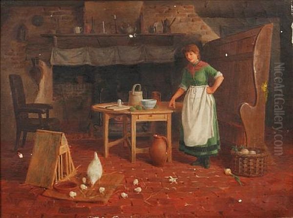 Country Cottage Interior Scene by Henry Edward Spernon Tozer