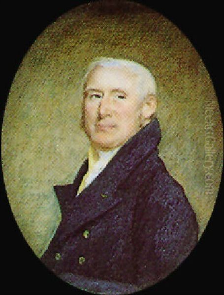 An Elderly Genleman, Wearing Blue Coat, Yellow Waistcoat And White Cravat by Benjamin Trott