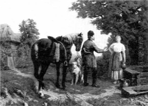 Meeting By The Well by Konstantin Aleksandrovich Trutovsky