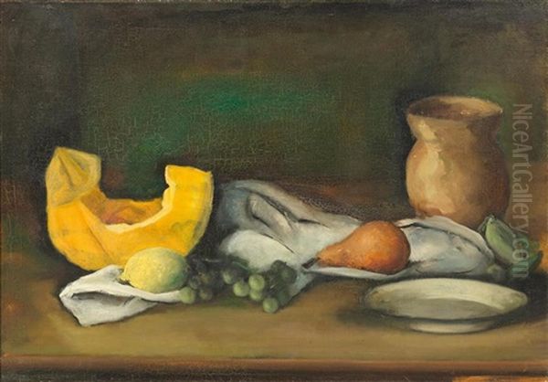 Still Life With Squash And Lemon by Johann Wilhelm Von Tscharner