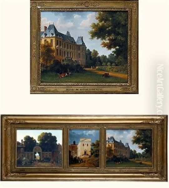 Arrivee De Madame La Dauphine Au Chateau De Montmirail (+ 2 Others; 3 Works In 1 Frame) by Lancelot Theodore Turpin De Crisse