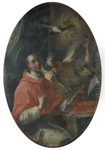 Saint Gregoire Le Grand, Saint Hugues D'avalon, Saint Anthelme Et Un Saint Non Identifie D'avalon, Saint Anthelme Et Un Saint Non Identifie (set Of 4) by Domenico Antonio Vaccaro