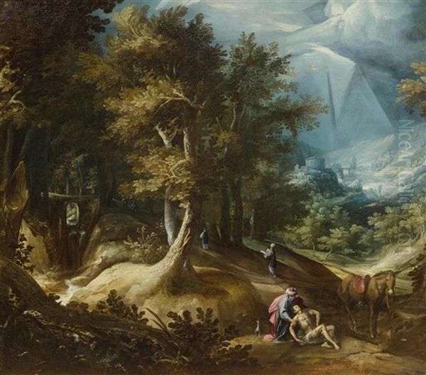 The Good Samaritan In A Landscape by Frederick van Valckenborch