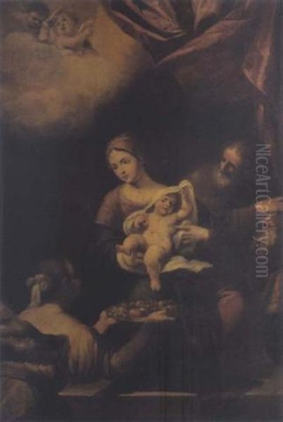 La Sainte Famille Servie Par Un Ange by Raffaello Vanni