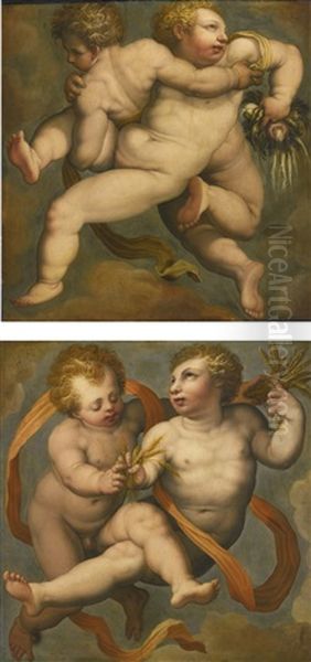 Two Putti: Allegories Of Summer And Winter by Giorgio Vasari