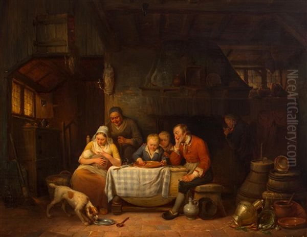 A Farmer's Family In Interior by Charles (Karel Ferdinand) Venneman