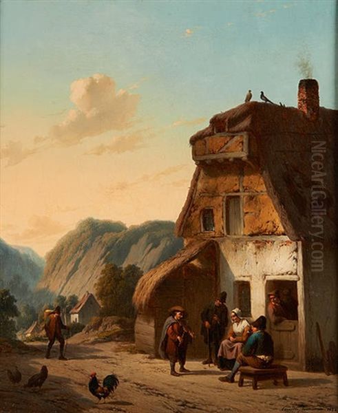 Le Violoneux Devant La Chaumiere by Camille Vennemann