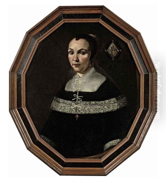 Portrait Of A Lady In A Black Dress With Lace Details by Johannes Cornelisz Verspronck