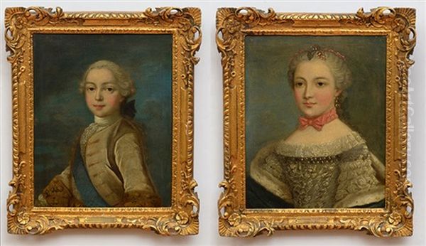 Portrait Of A Gentleman; And Portrait Of A Lady (2 Works) by Antoine Vestier