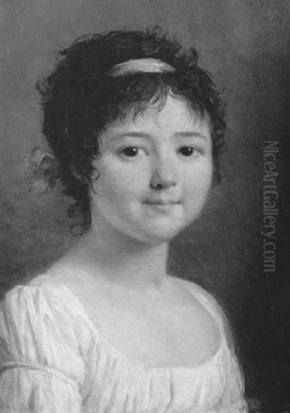 Portrait De Jeune Fille A La Robe Blanche by Joseph Marie Vien the Younger