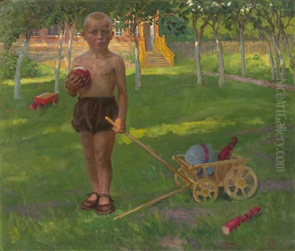 Boy With A Toy Wagon by Boris J. Vladimirsky