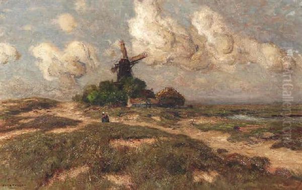 Hollandische Dunenlandschaft Mit Windmuhle by Fritz Voellmy