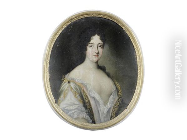 Portrait Of A Lady In A Blue Embroidered Dress; And Portrait Of A Lady In A White Dress (2) by Jakob Ferdinand Voet