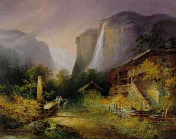 Gehoft Vor Dem Lauterbrunnental by Carl Franz Rudolf Volmar