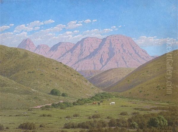 Verdant Hills And Mountains Fair, Heidelberg by Jan Ernst Abraham Volschenk